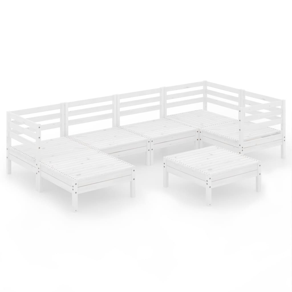 7-tlg. Garten-Lounge-Set Massivholz Kiefer Weiss